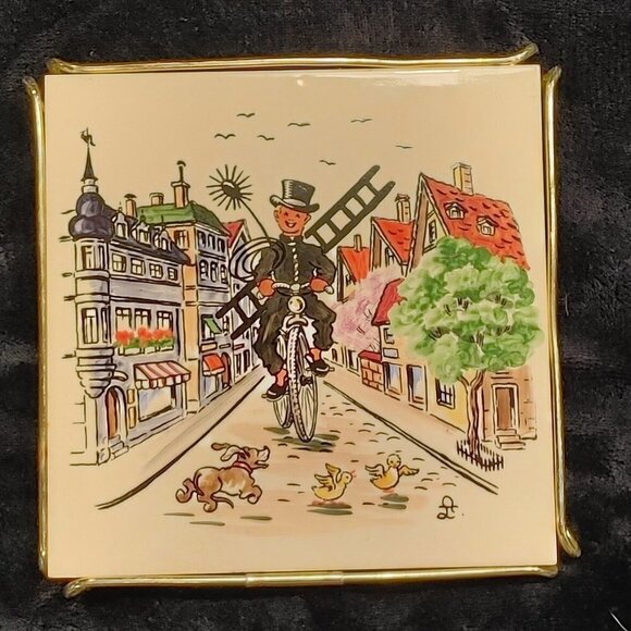 Michael Roehl Hand-painted 6" Tiles, Folk Art, Germany, Dutch - Picture 1 of 5